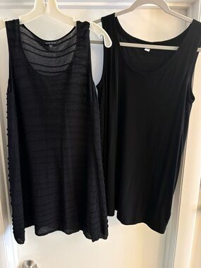 2 Eileen Fisher 
Black Sleeveless Dress Tunics - Silk Cotton S